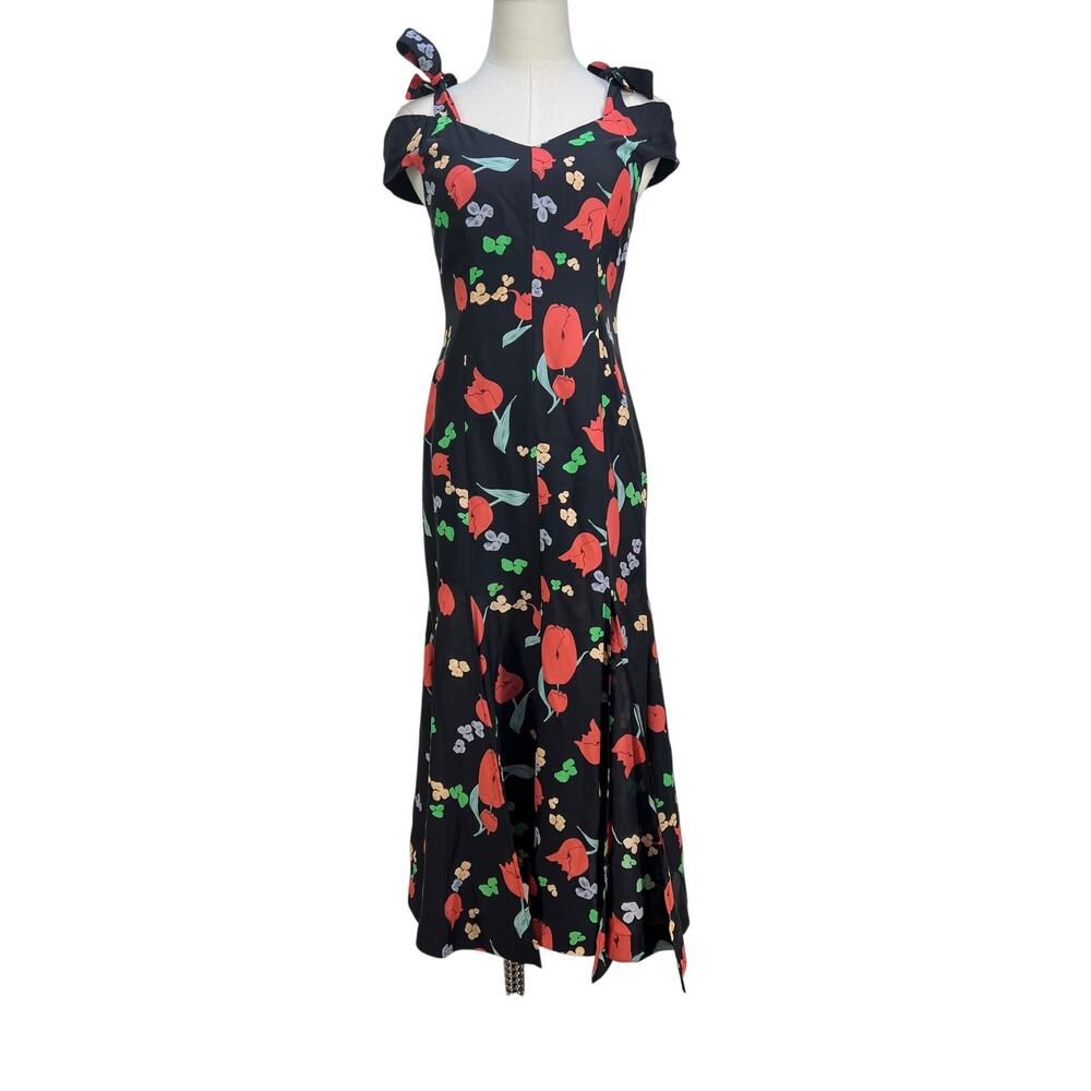 Alice McCall One Kiss Dress Black Floral Printed Midi